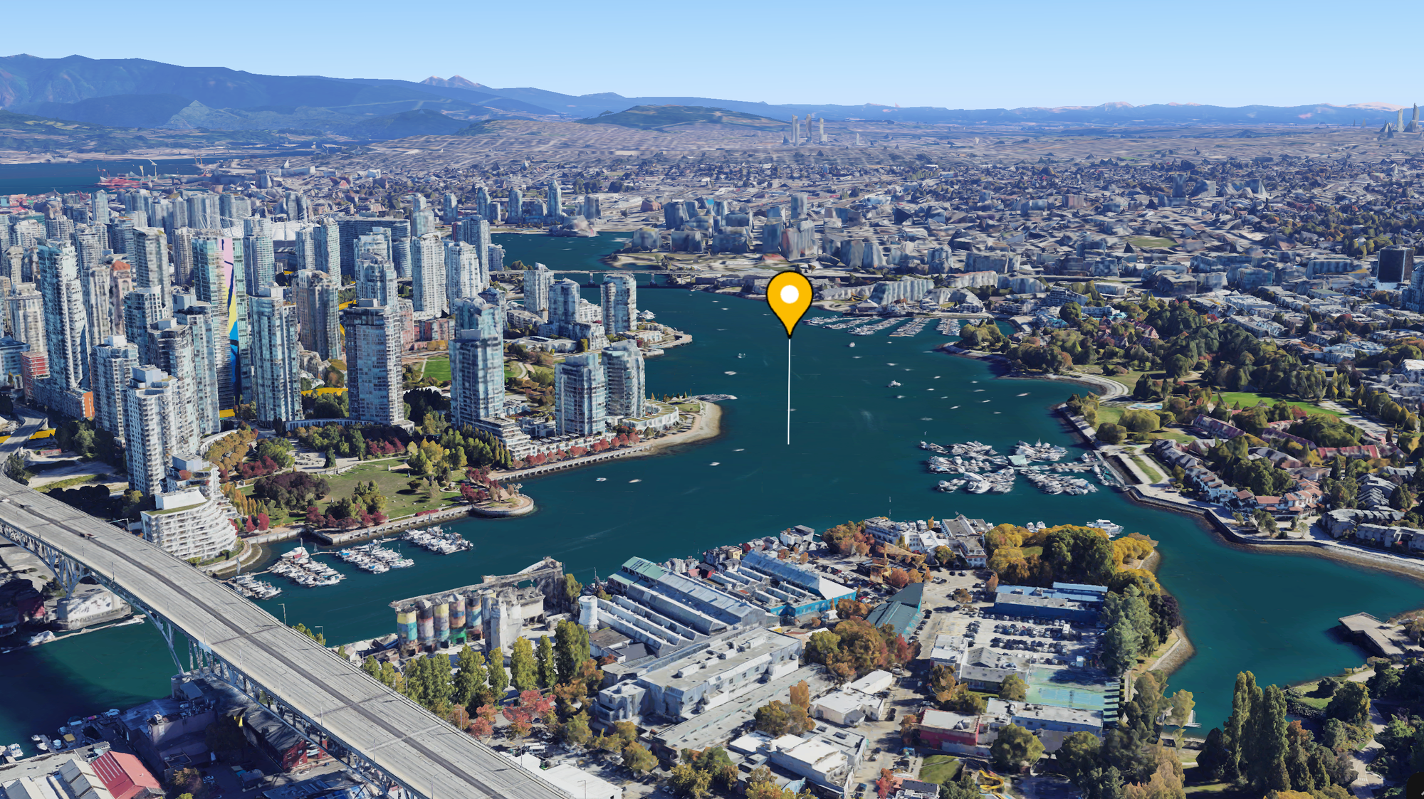 Custom map marker in yellow with black outline and white glyph added to a 3D map