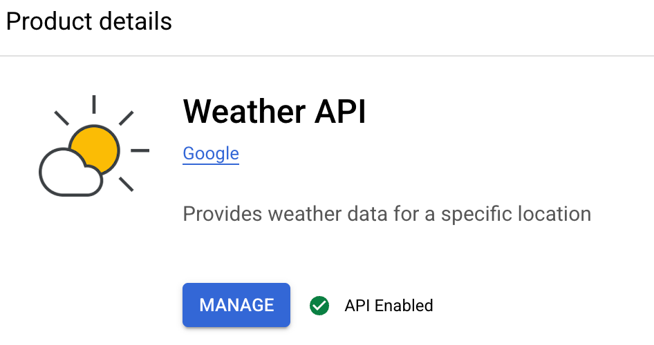 Enabling the Google Weather API in the Cloud Console
