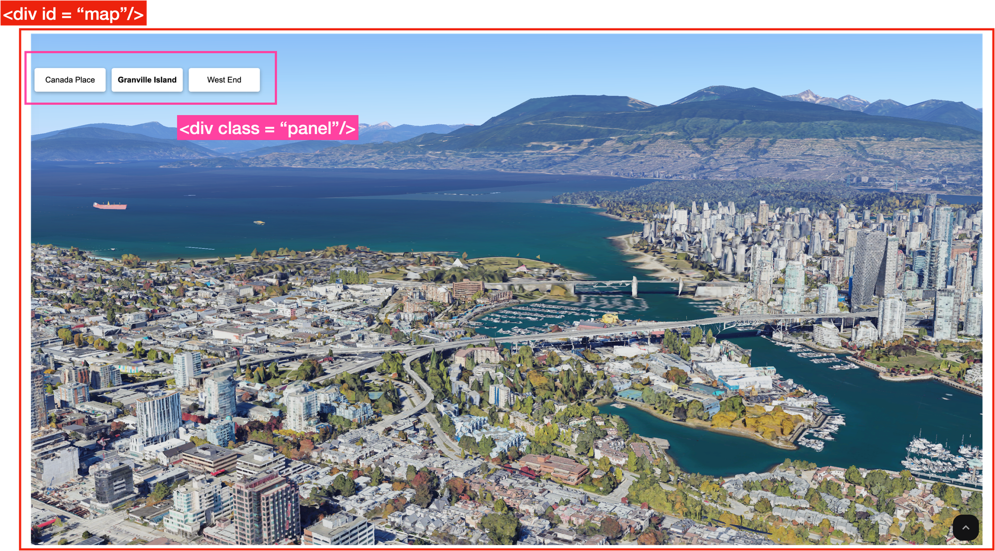 How the Vancouver 3D tourist explorer app is organized