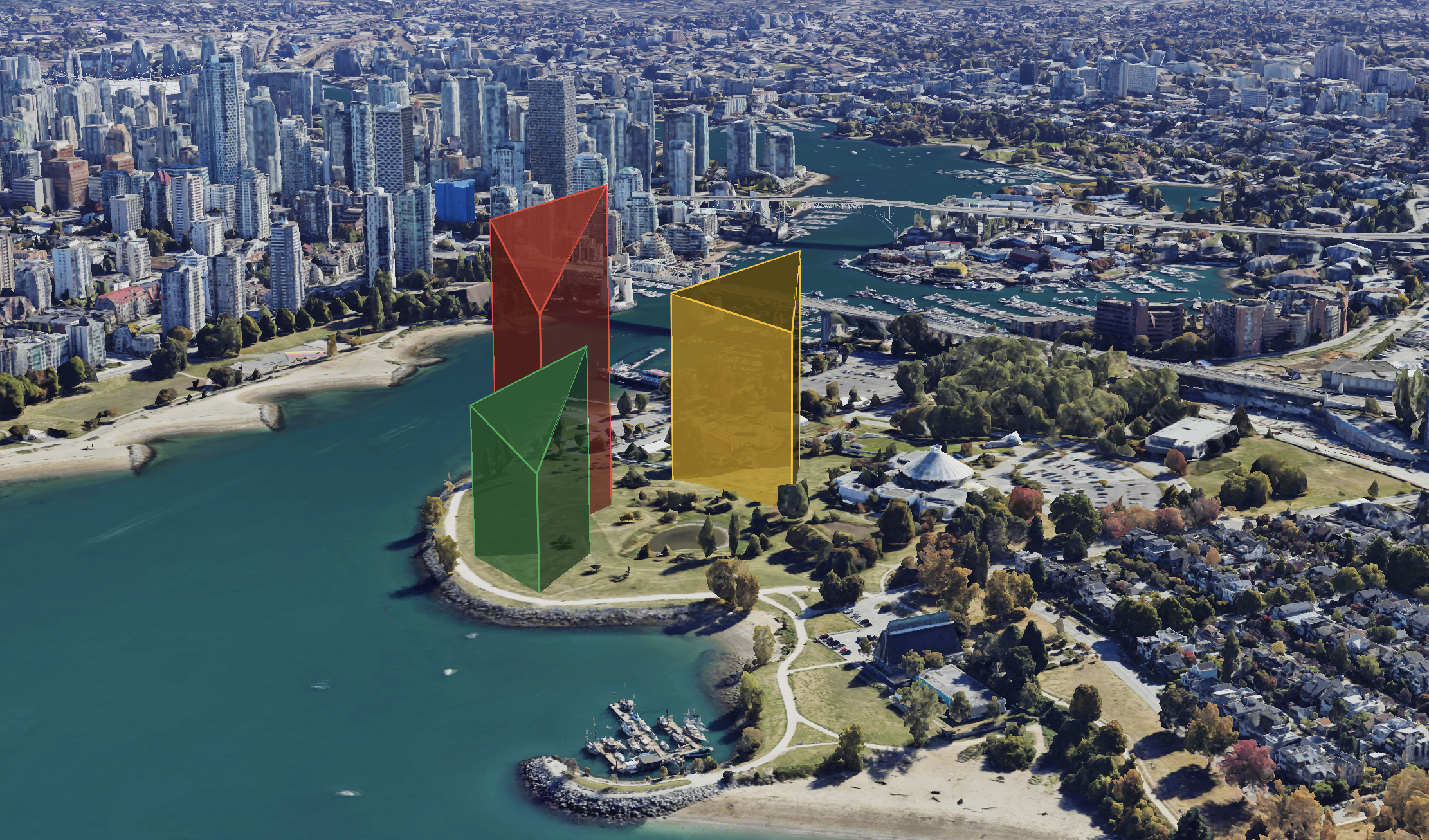 3D polygons set on a Google Photorealistic 3D map