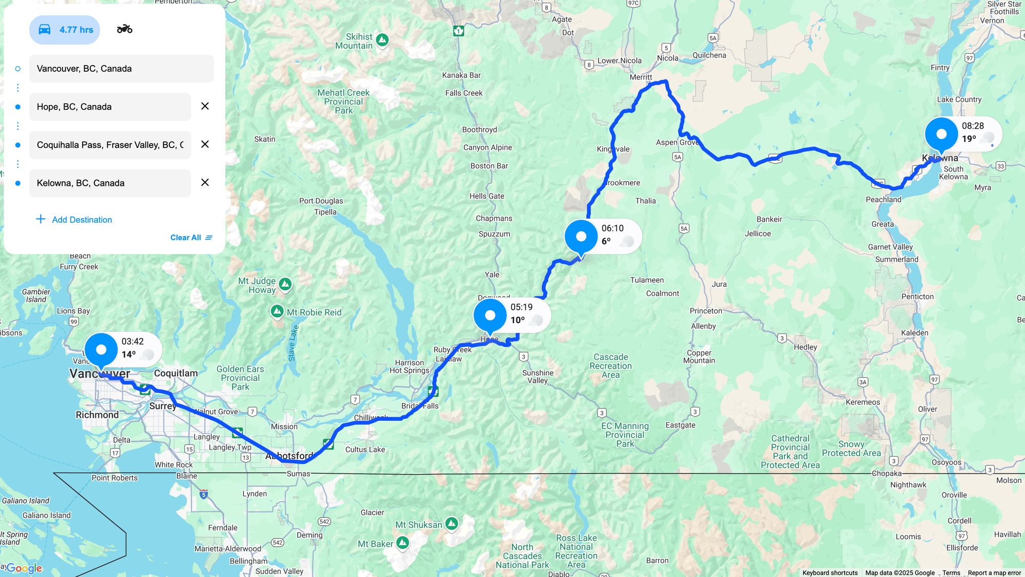 Building a route with multiple waypoints using the Google Routes API