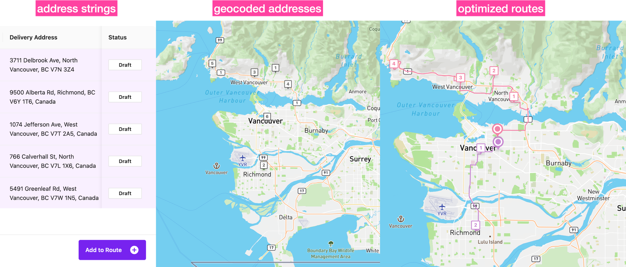 Geocoding converts addresses into coordinates, which can be used in different APIs