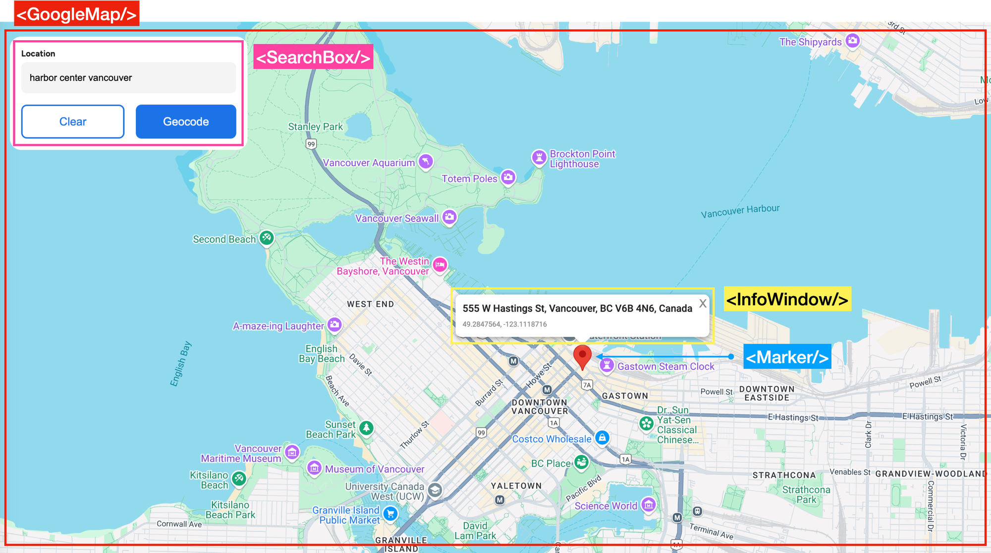 The structure of our Google Geocoding API demo app