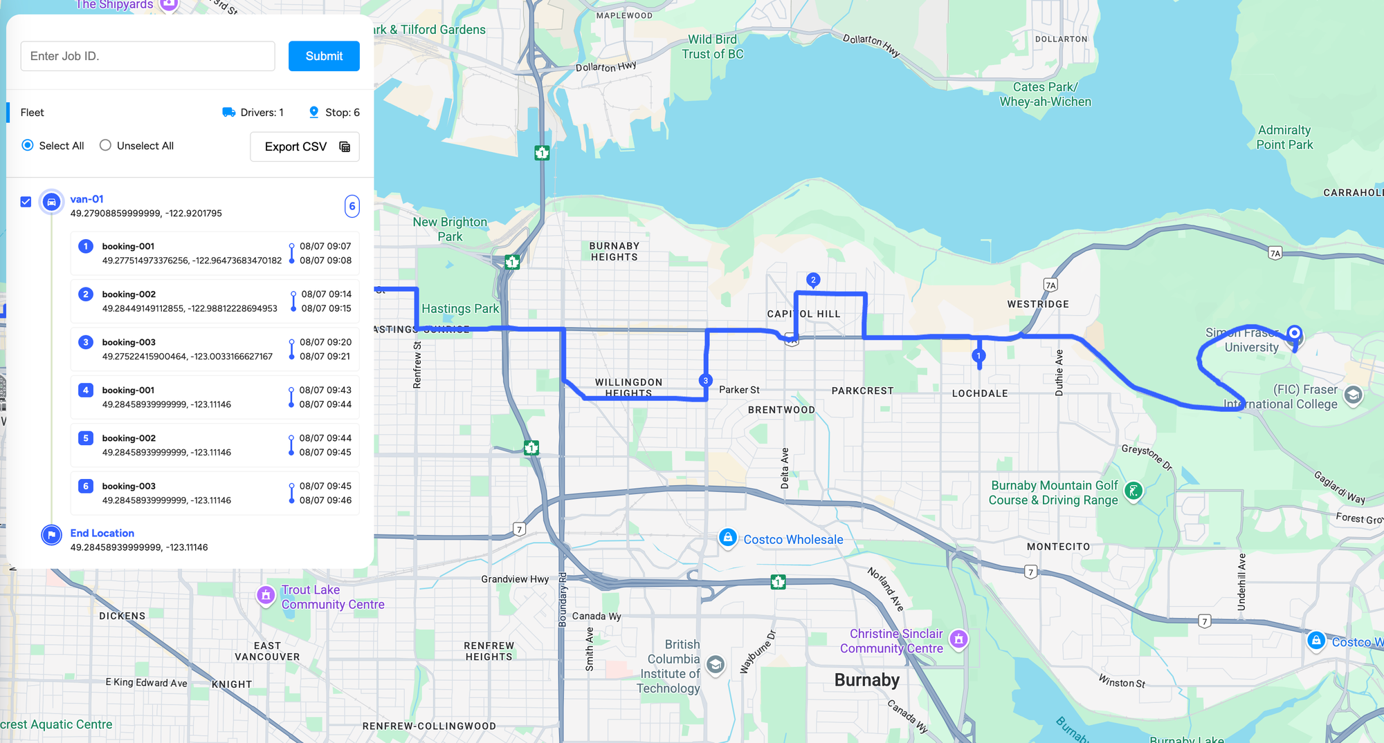 Hub to hub demand responsive transport service