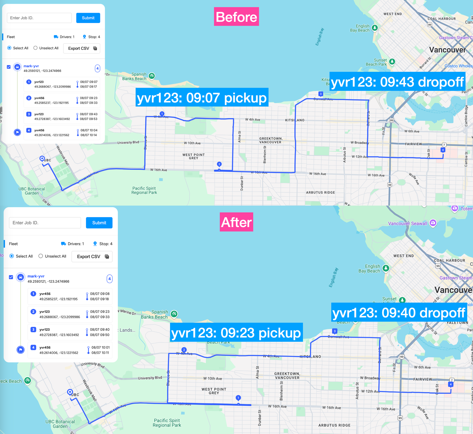 GMPRO NEMT routing maximum allowable ride time example