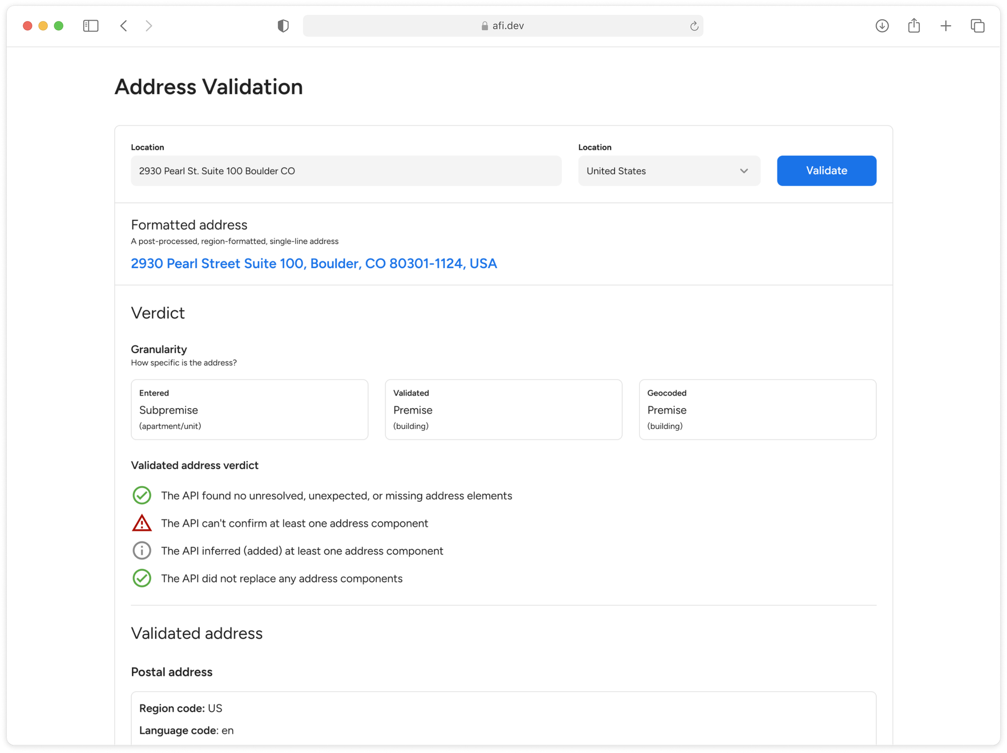 Building your own Google Address Validation API demo app