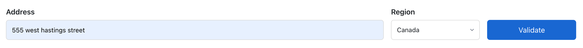 Address text input form