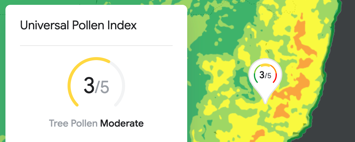UPI measurements from the Google Pollen API
