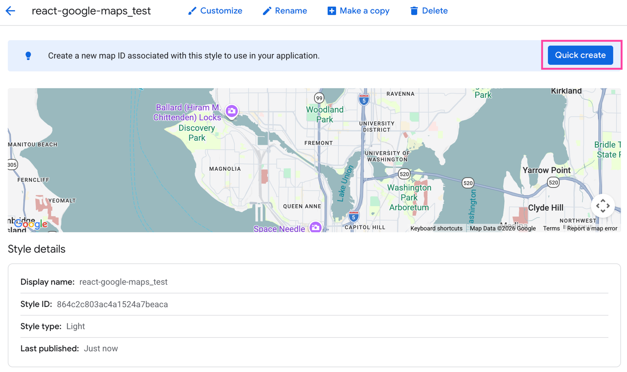 Once the style is created, create your Map ID