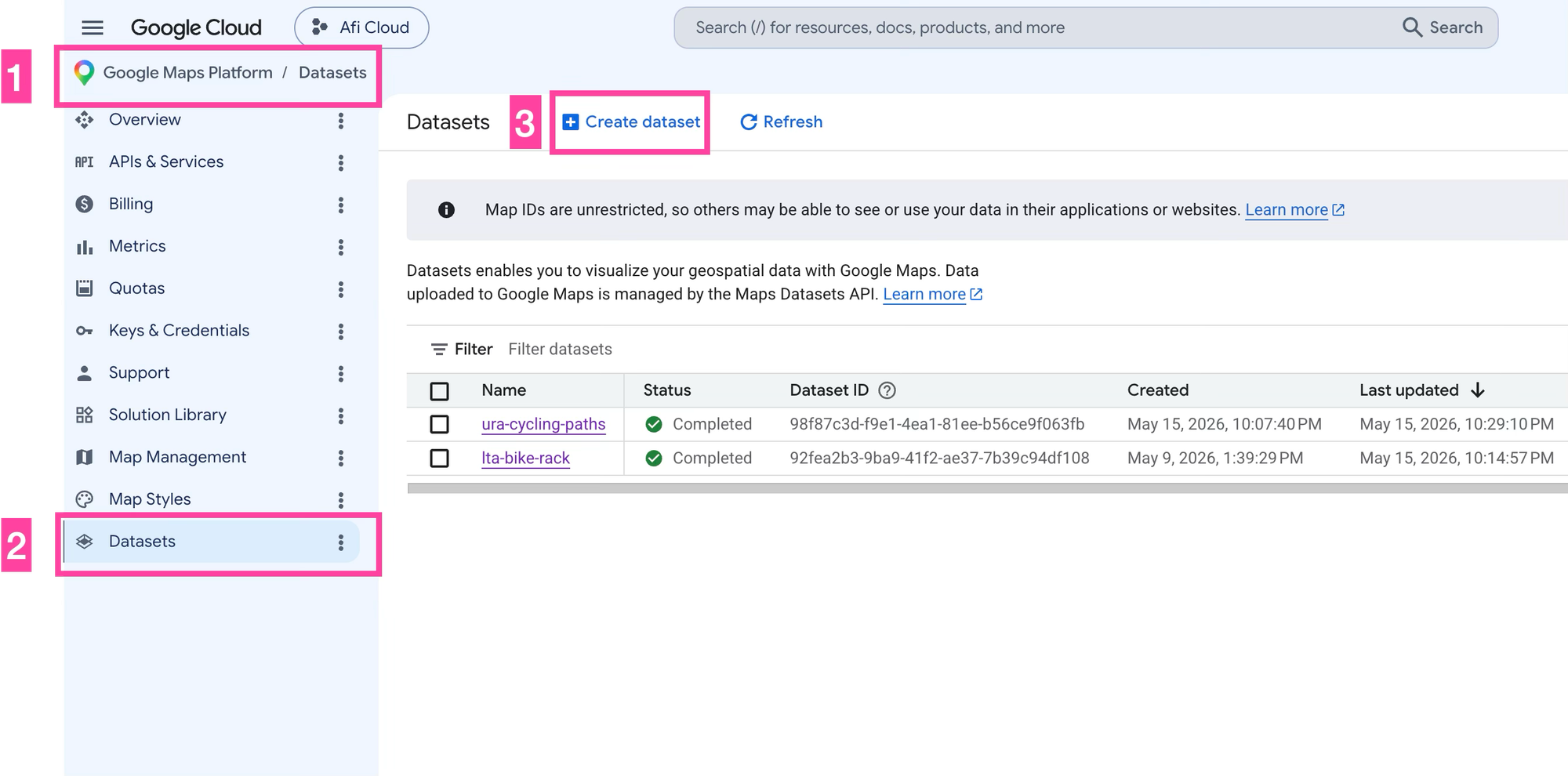 Creating a dataset and uploading it to the Google Cloud Console
