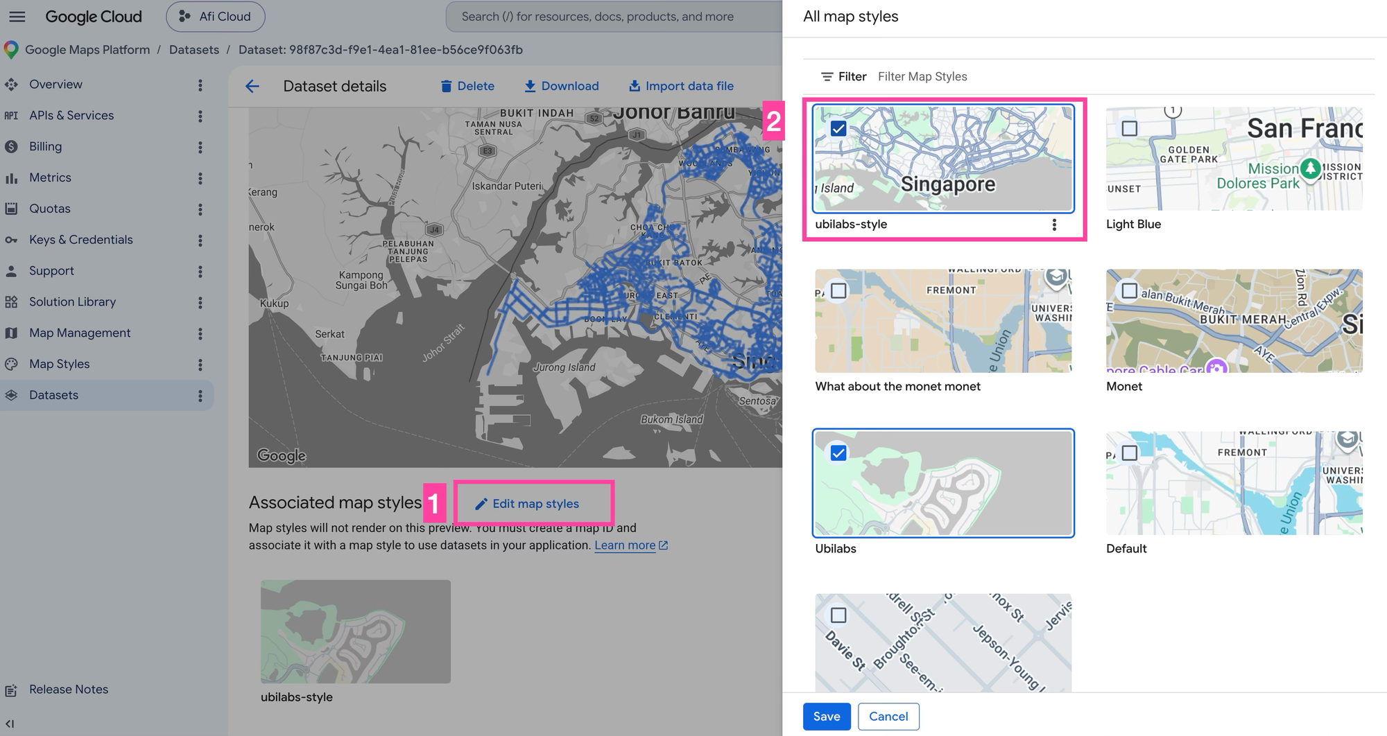 Linking the map style to the dataset
