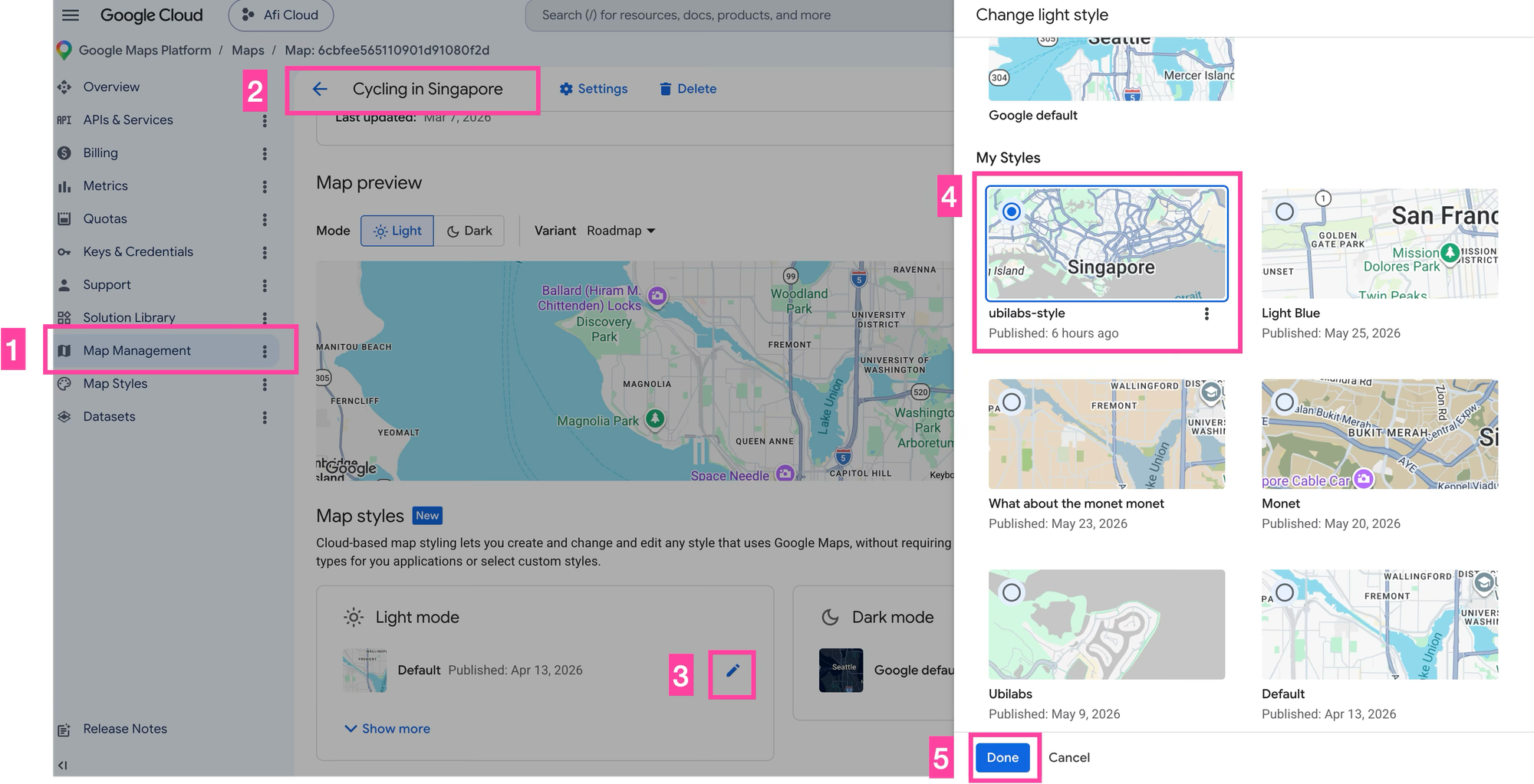 Lining the Map ID to the map style with the attached dataset