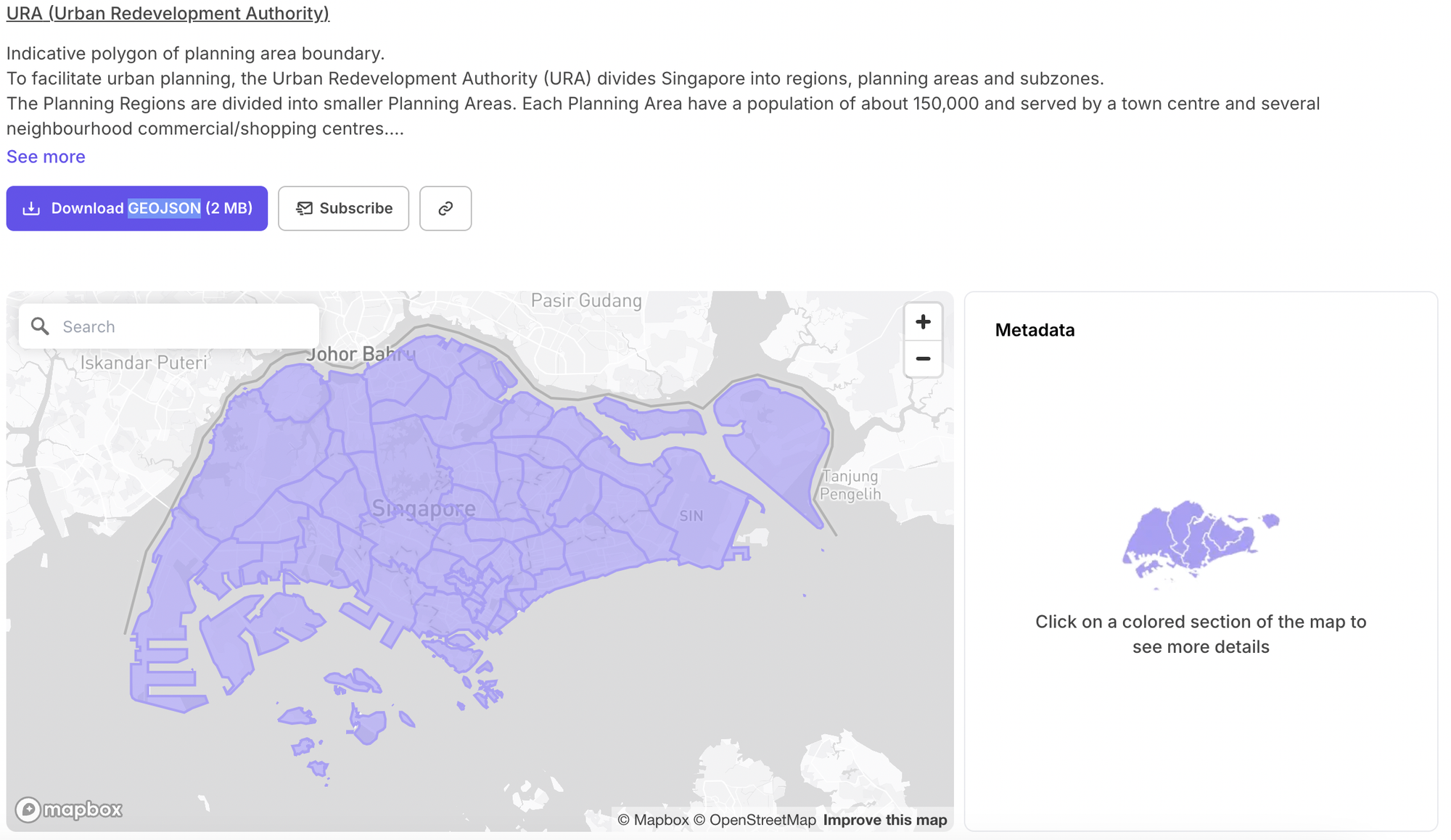 URA Planning Area Boundary dataset provided by data.gov.sg