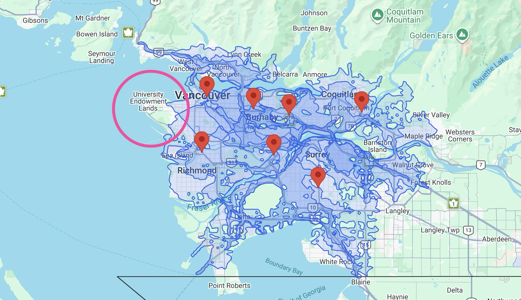 Using the Google Maps Isochrones API for site selection