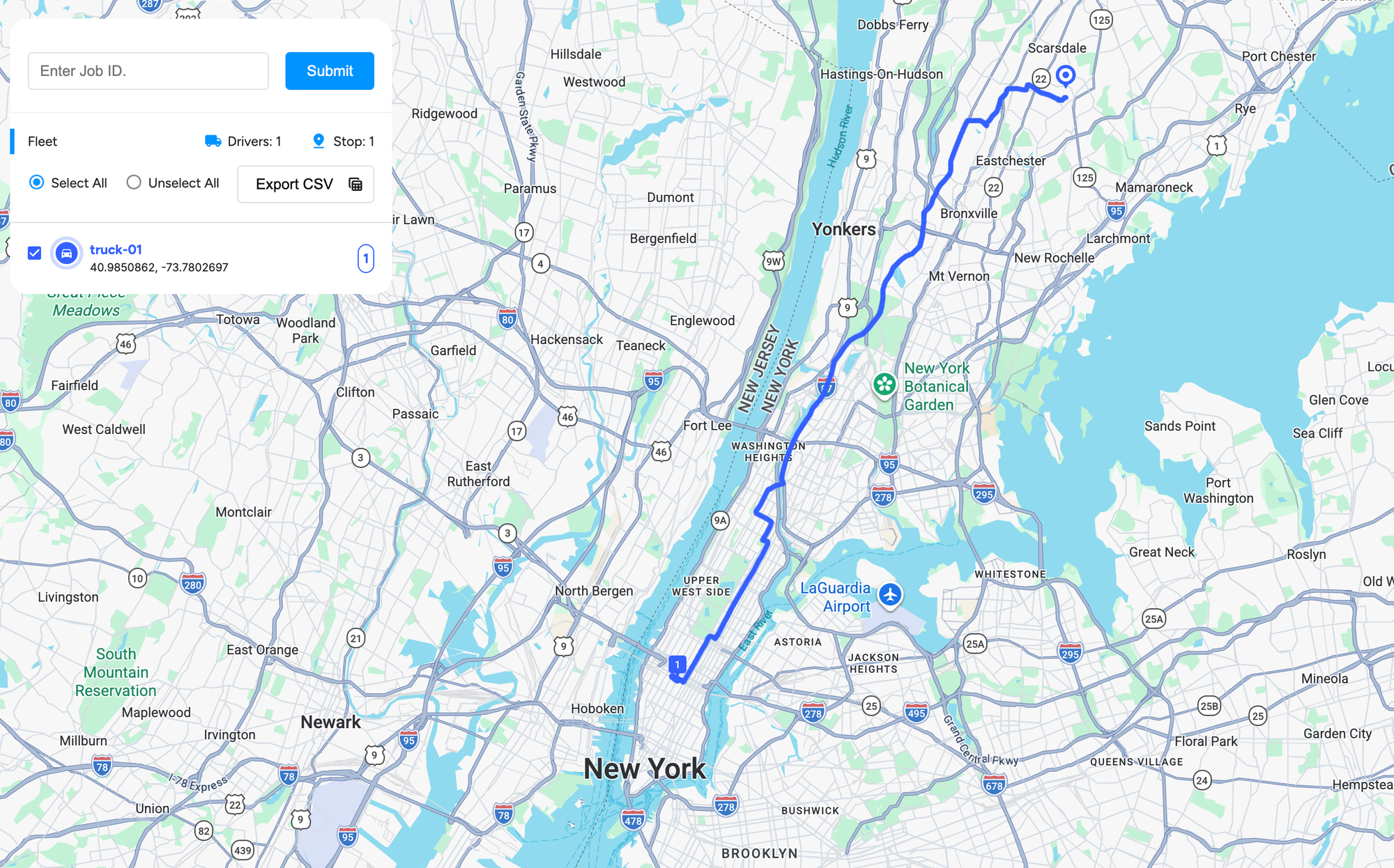 A GMPRO route with Large Vehicle Routing applied