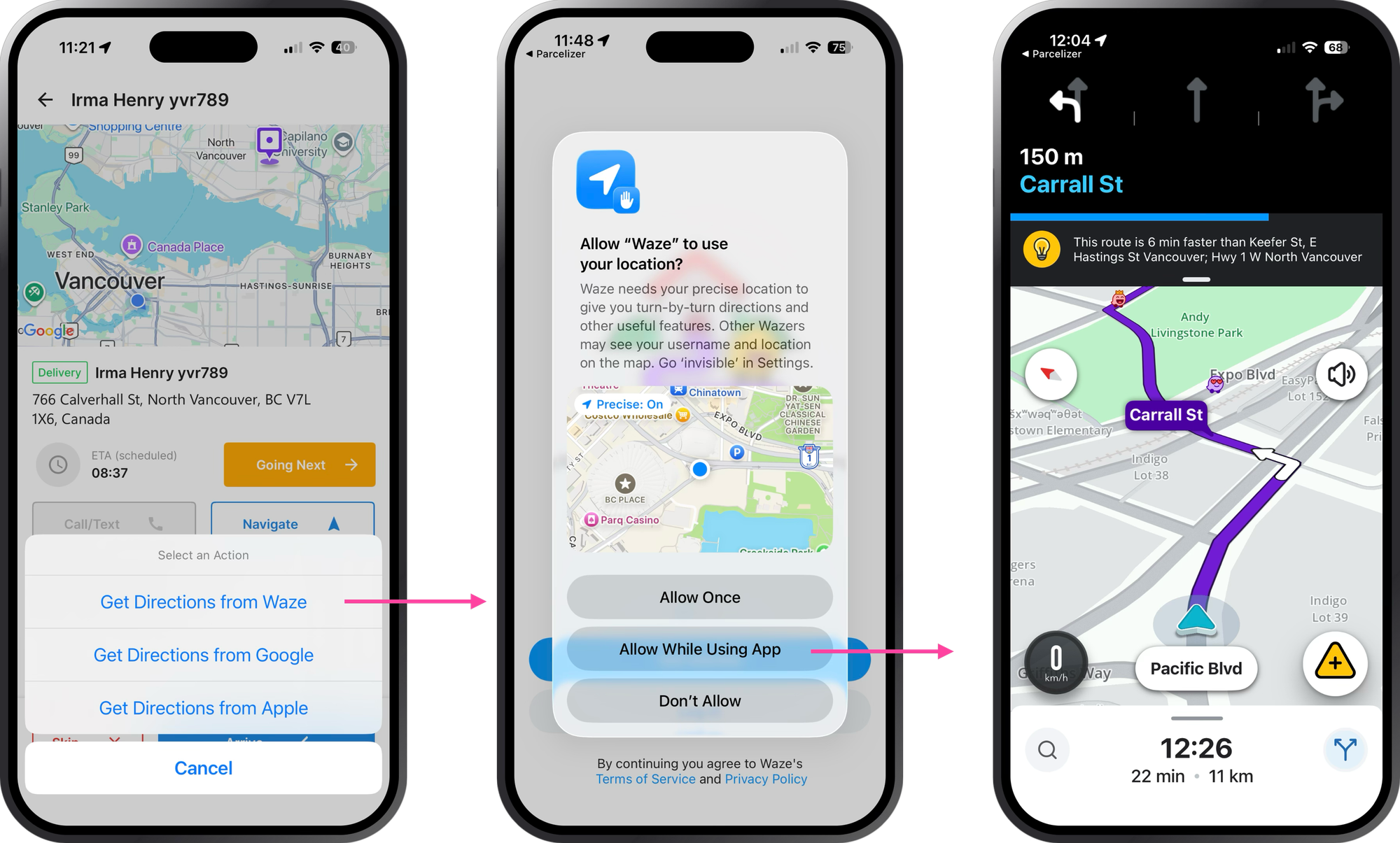 Typical flow when using Maps URLs / deep linking in Waze