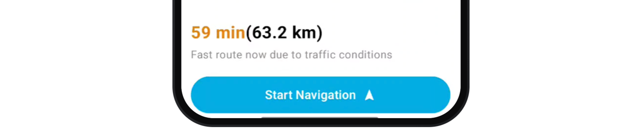 The Start Navigation button launches Large Vehicle Routing on the Navigation SDK