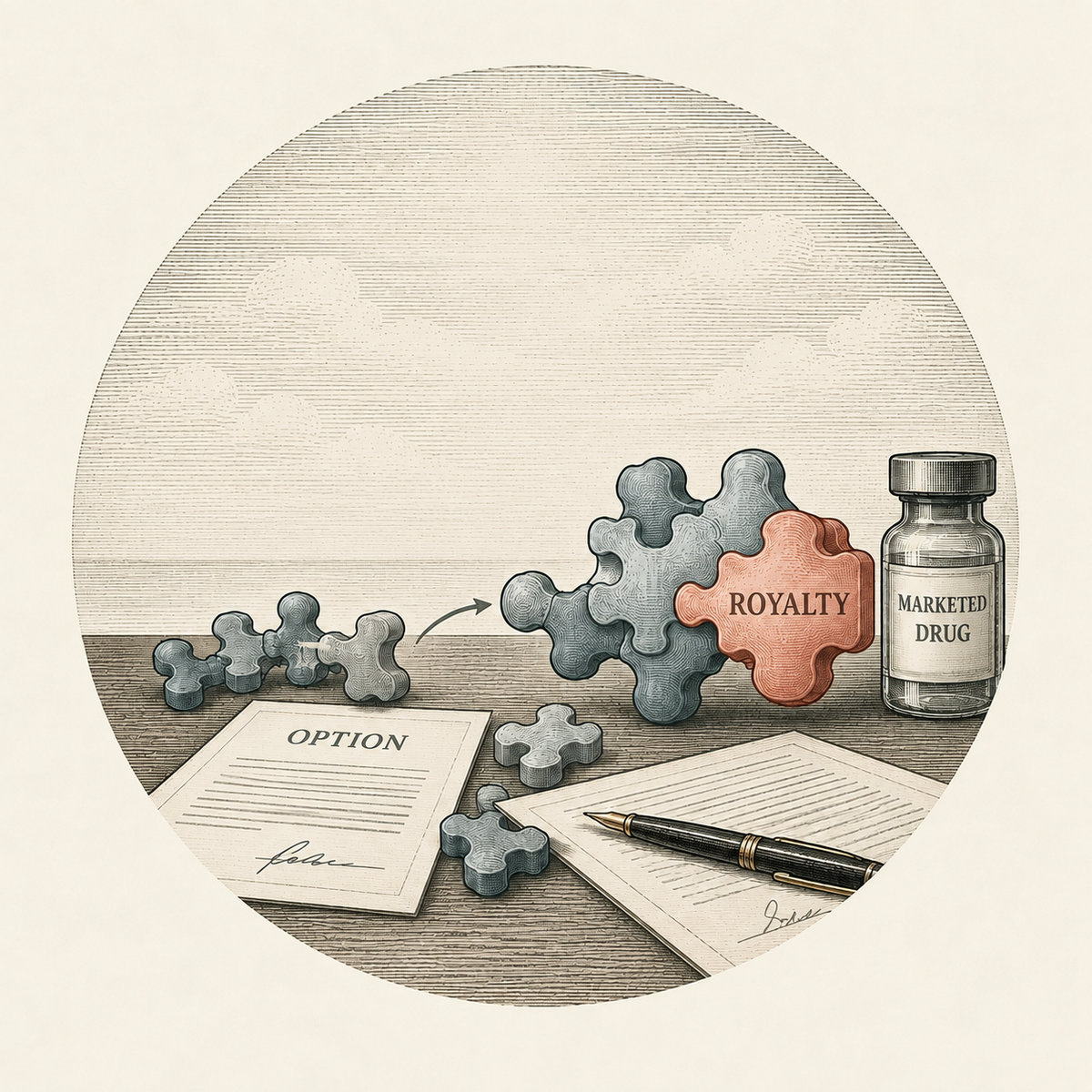 Someone else's molecule: the component royalty and the option that comes before it
