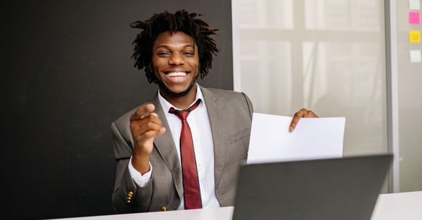 A man at a job interview.