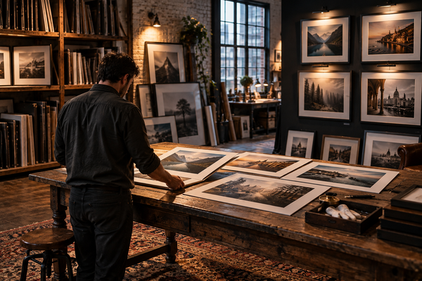 Photographer selecting images from a larger collection for a gallery display, symbolizing how tailoring an application means choosing what to emphasize without changing who you are.