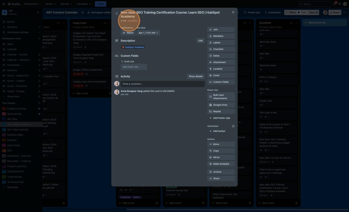 Screenshot of Trello