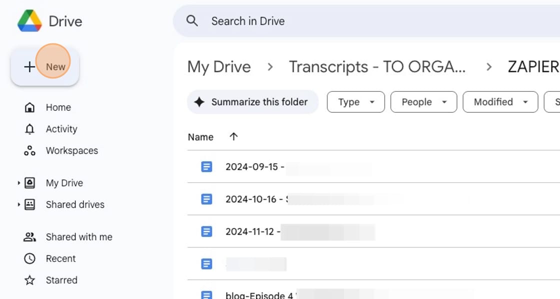 Screenshot of uploading a file to Google Drive