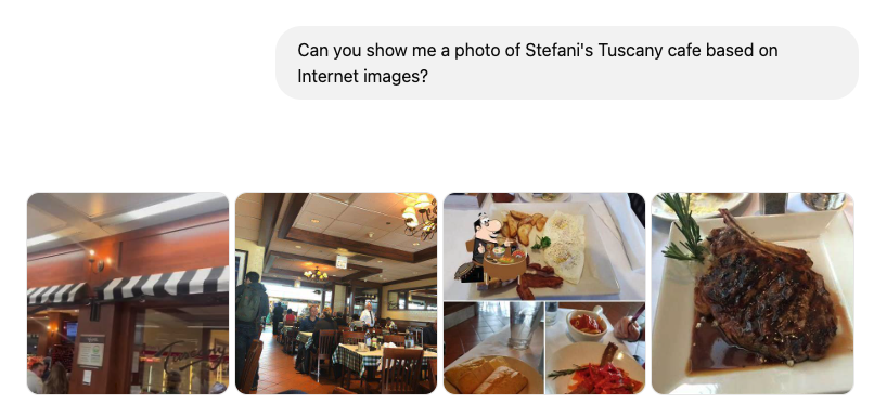 Screenshot of restaurant photos from ChatGPT