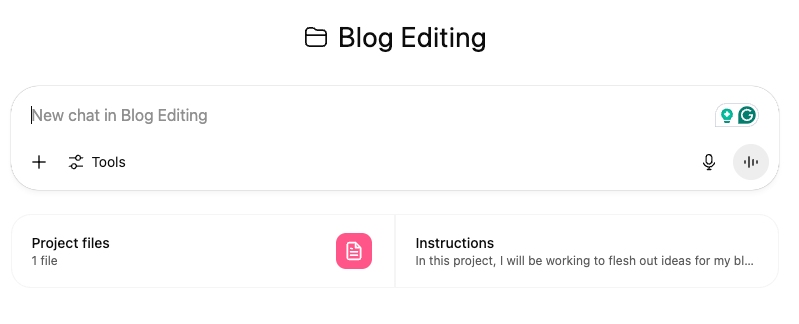 Screenshot of Projects in ChatGPT
