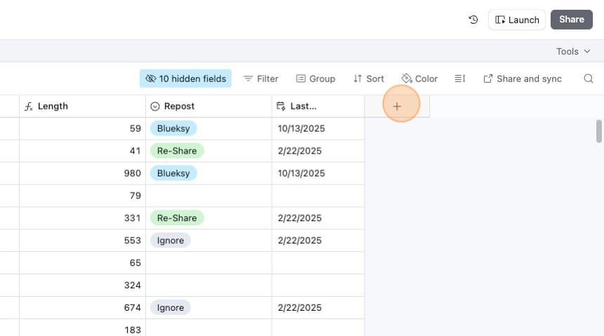 Adding a new field in Airtable