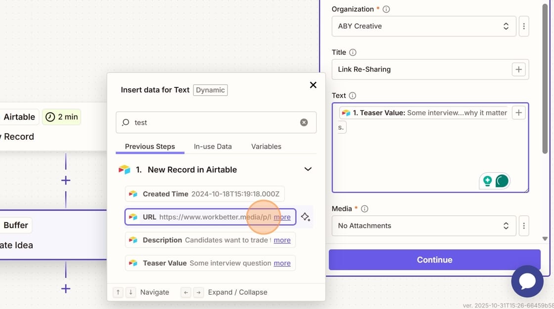 Adding fields from Airtable to Buffer