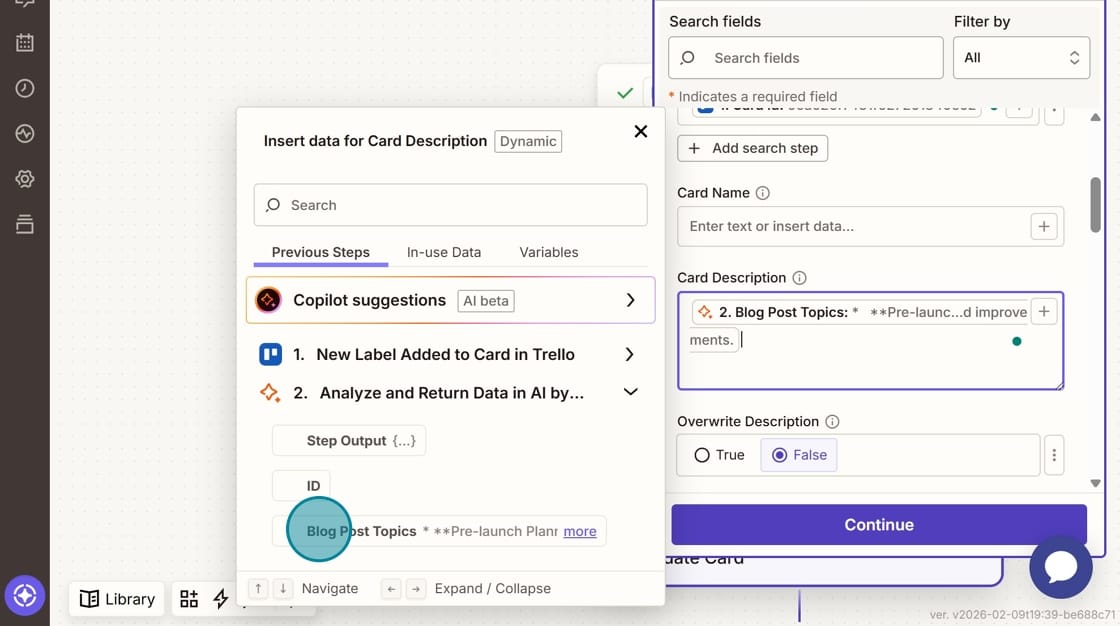 Screenshot of the added AI by Zapier output