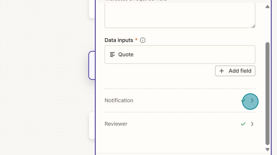 Screenshot of adding a notification