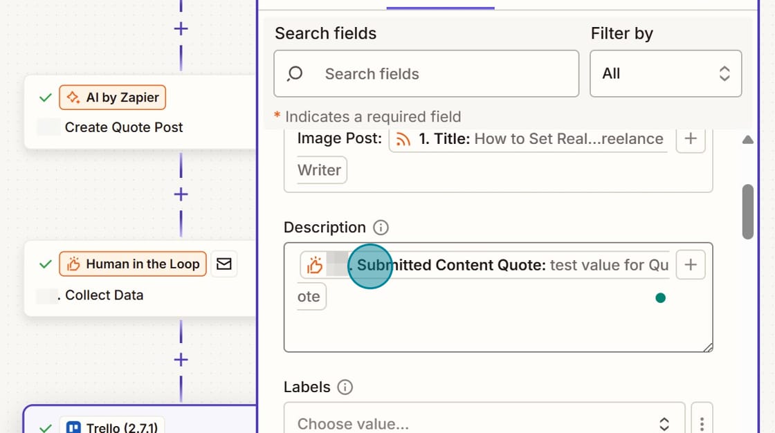 Screenshot of the Submitted Content