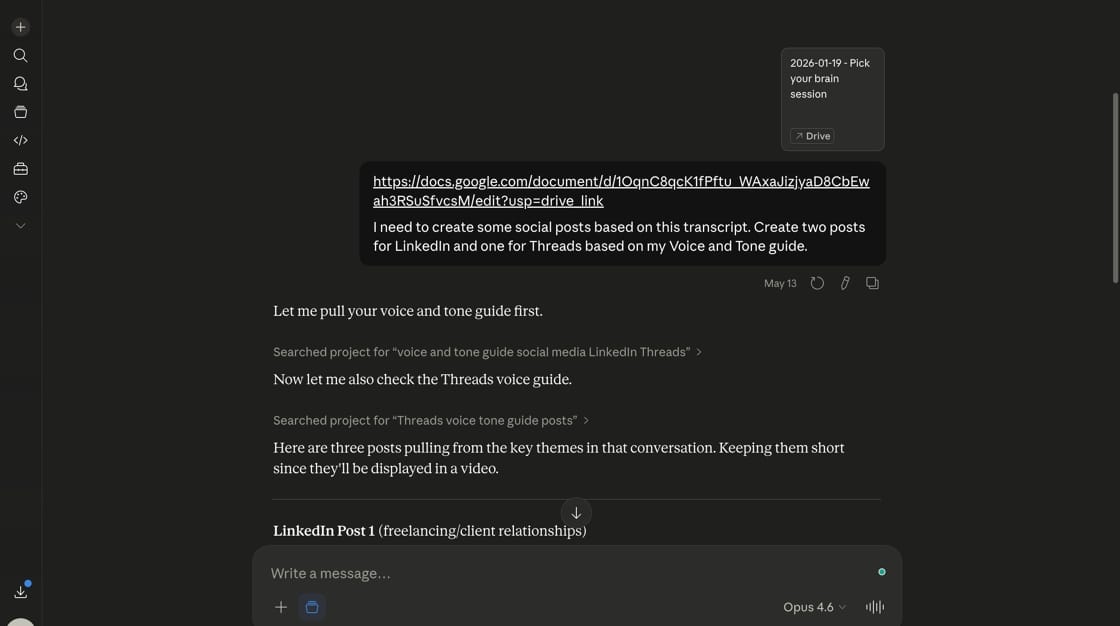 Screenshot of a conversation in Claude calling the Zapier MCP