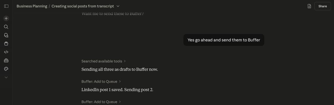 Screenshot of Claude thinking