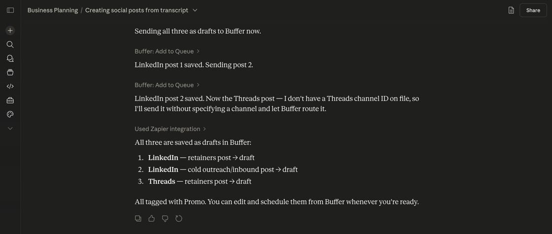 Screenshot of confirmation