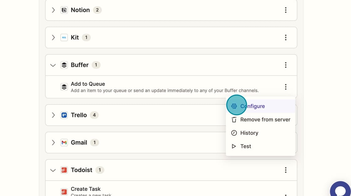 Configure the Buffer Add to Queue Action