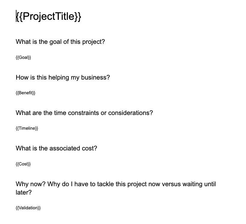 Example of a Google Doc Template