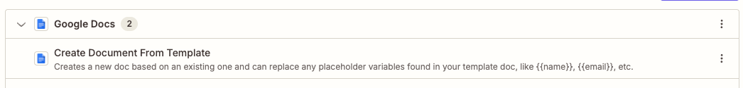 Screenshot of the connected Zapier MCP action
