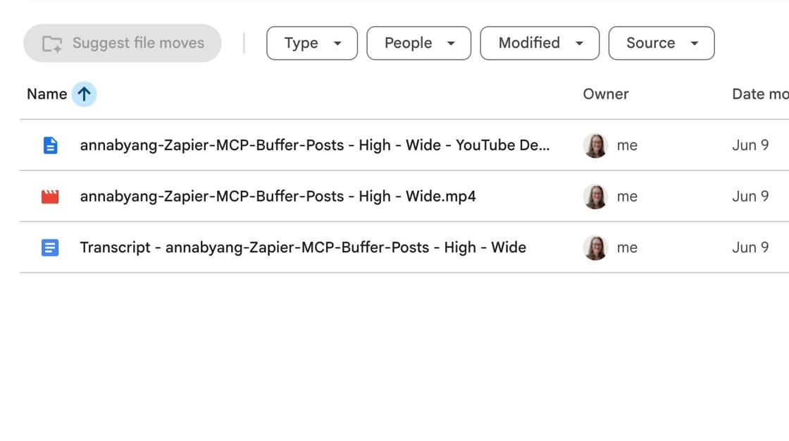 Screenshot of three files in a Google folder