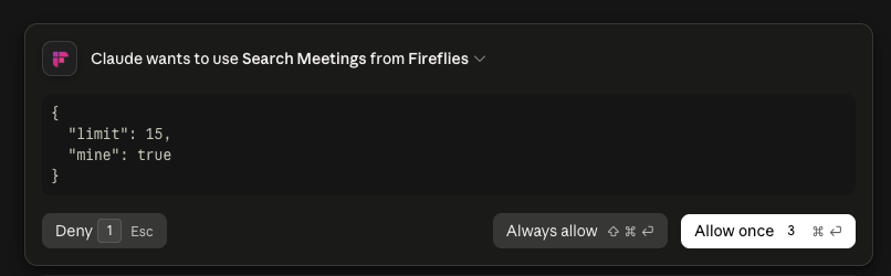 Screenshot of granting permissions