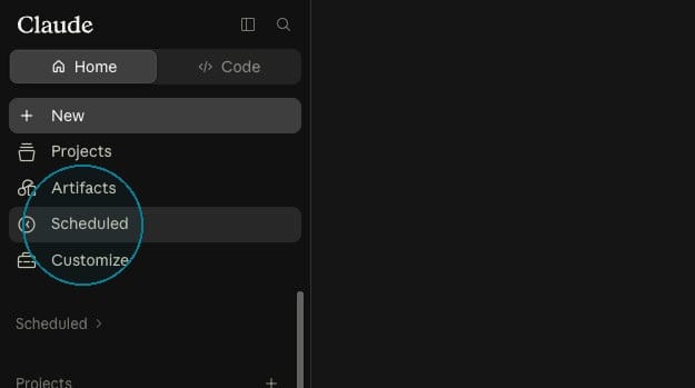 screenshot of Scheduled Tasks in Claude Chat