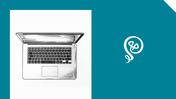 line drawing of a laptop and the Building Solo logo