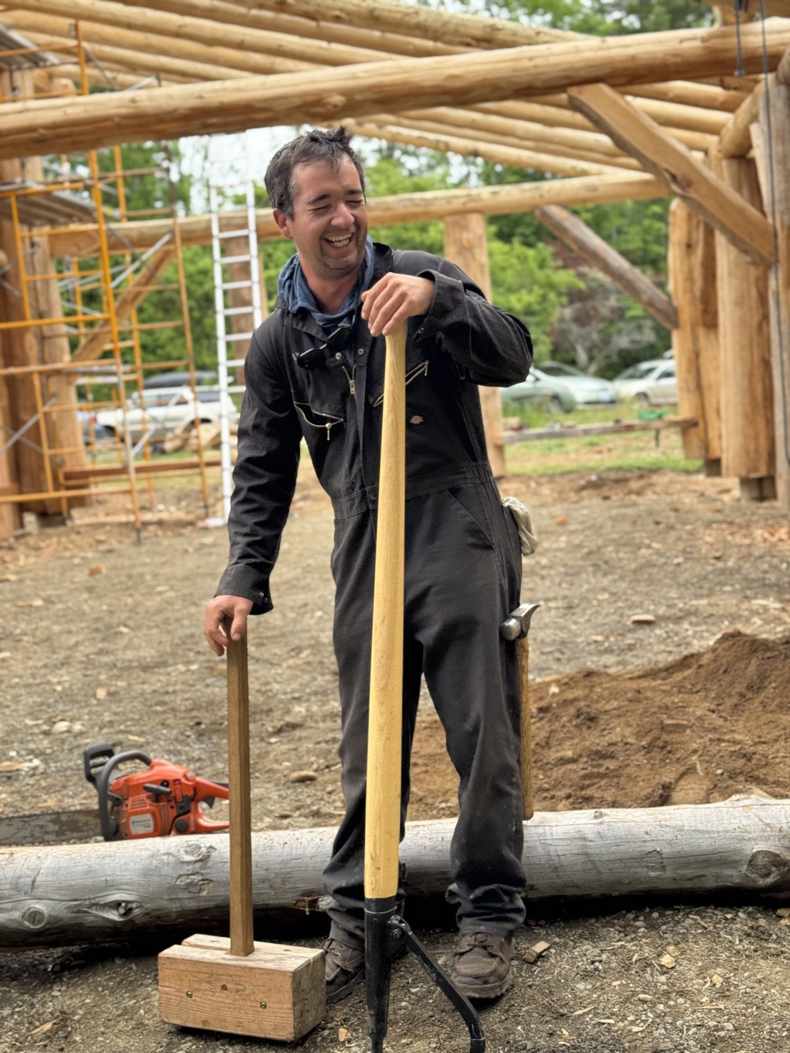   Logan Hollarsmith was the lead builder on the Longhouse for the People project. Photo by Ginsy Stone  