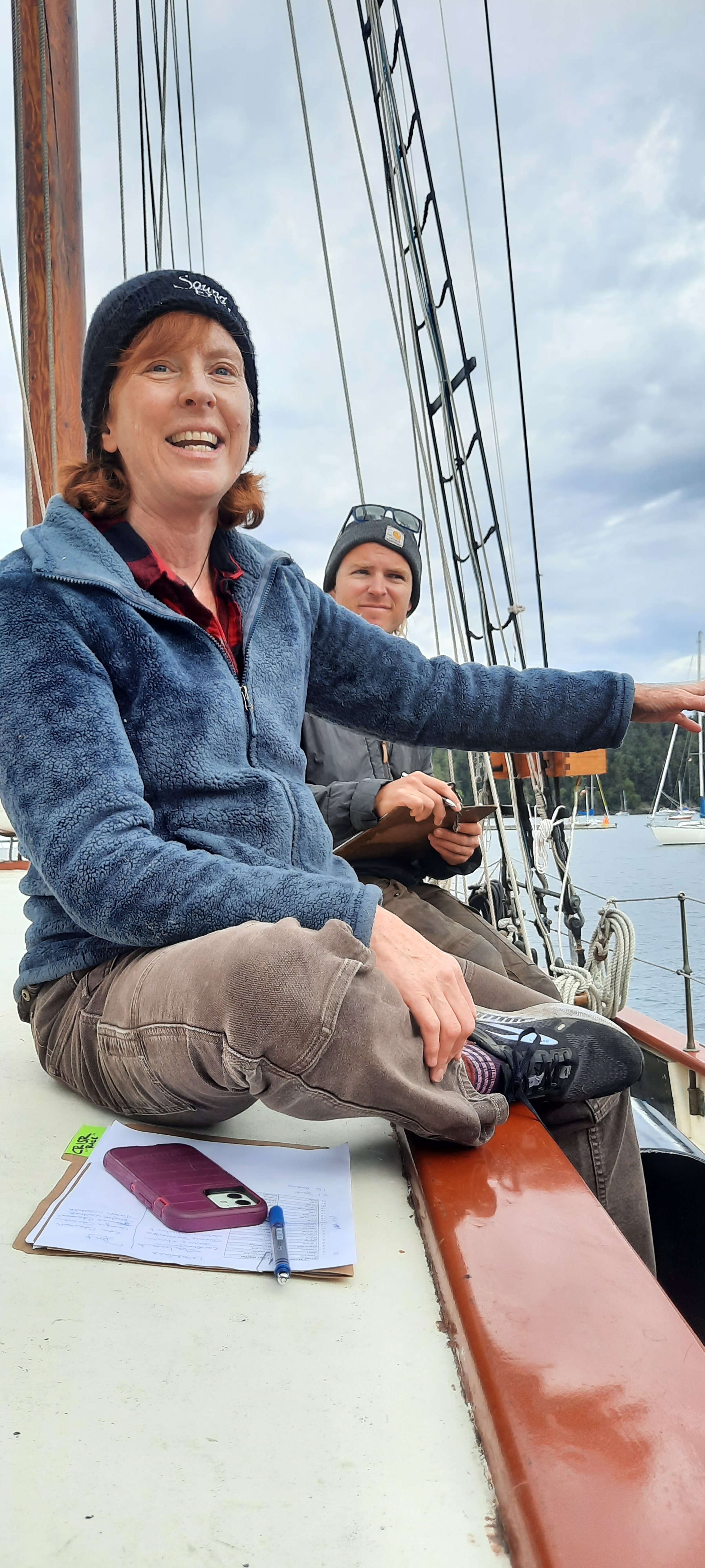   Sound Experience Executive Director Catherine Collins (left), shown with crew member David, has been steering the nonprofit for 18 years.  