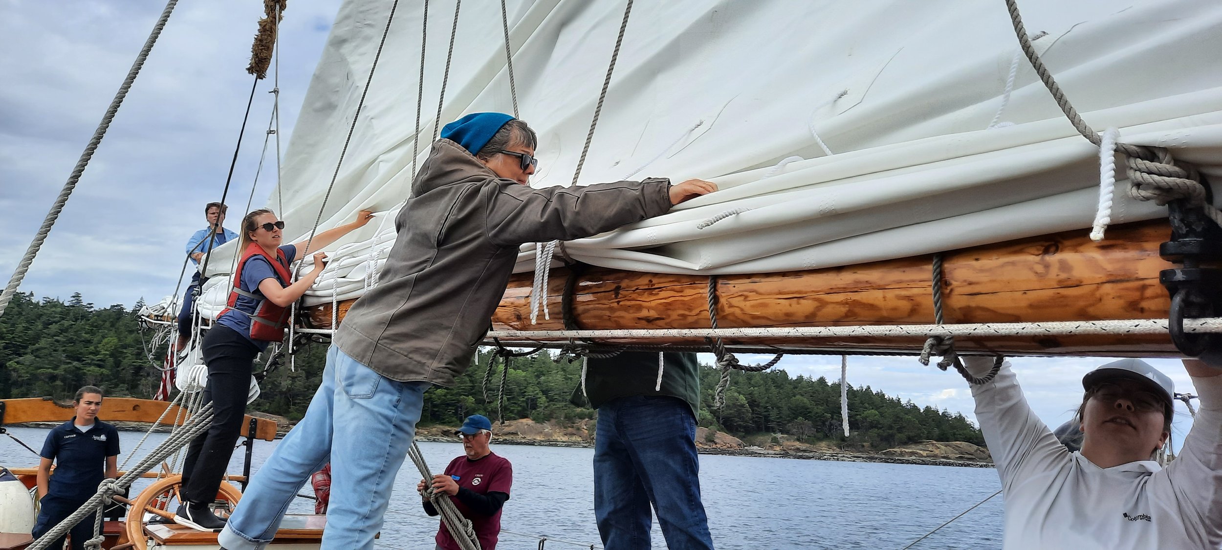   After the sails come down, they must be furled into place.  