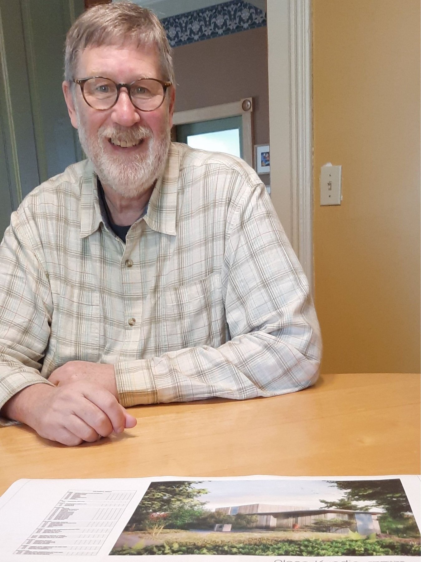   Port Townsend architect Richard Berg collaborated with Seattle architecture firm Olson Kundig to create plans for the Camas Meditation Hall. The hall will have two levels totalling over 7K square feet. While the outside presents as looking like concrete, it is actually wood.  