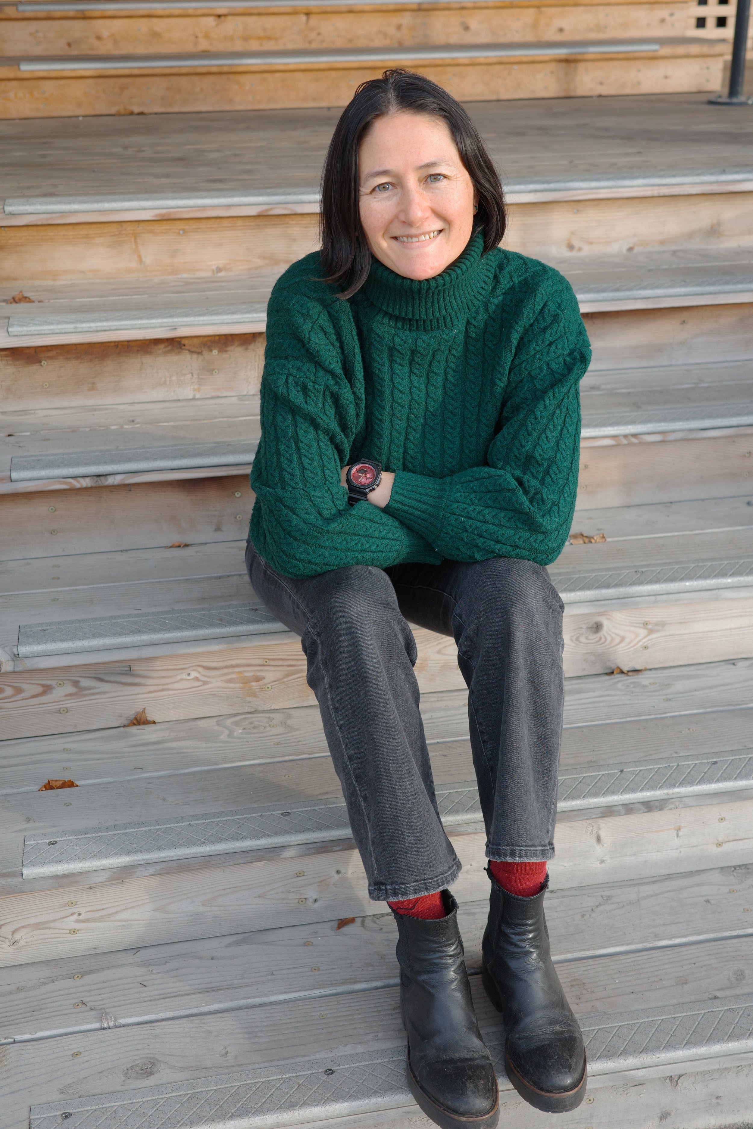 Centrum artist residency manager Libby Pratt outside her office in Fort Worden. Photo by Hudson Gardener. 