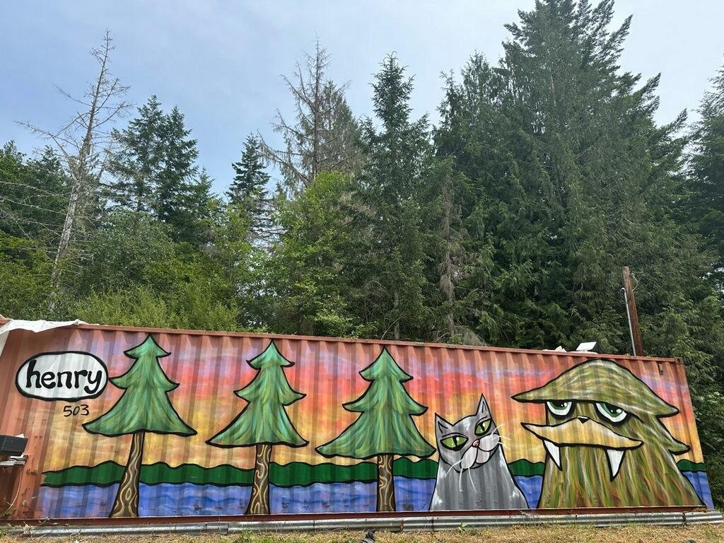   All of the Sasquatch murals and heads are different. Sasquatch head #503 is painted on a shipping container at Duckabush Mushrooms owned by Jason Maloney. Submitted photo  