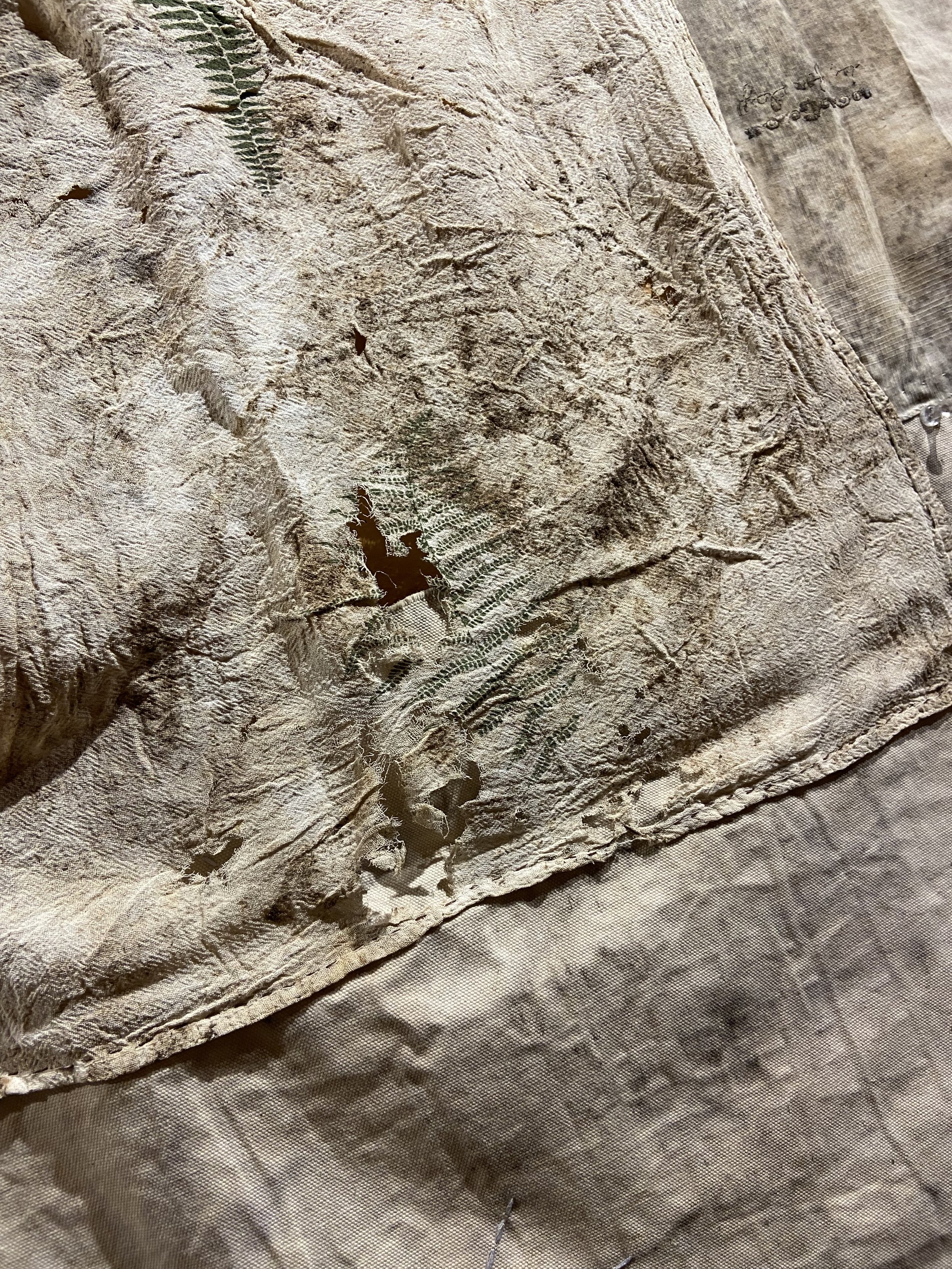   Studio photo of formerly buried fabric by Carolyn Lewis.  